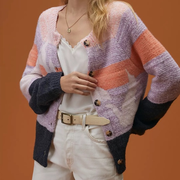 Anthropologie Sweaters - Maeve Anthropologie Fall ColorBlock Birdie Cardigan